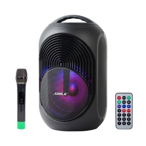 Shile SL-2018A El Mikrofonlu-Kumandalı USB/SD/BT Işıklı Taşınabilir Şarjlı Seyyar Anfi