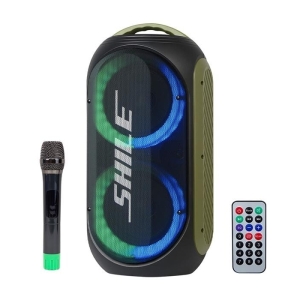 Shile SL-2019A El Mikrofonlu-Kumandalı USB/SD/BT Işıklı Taşınabilir Şarjlı Seyyar Anfi