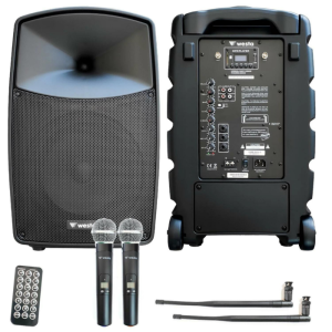 Westa WAP-10505 10'' Taşınabilir Şarj Edilebilir Portatif Aktif Hoparlör | 2 El Mikrofonlu