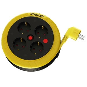 Stanley Kompakt Serisi 5 Metre Makaralı Kablo 4 Prizli IP20 Uzatma Kablosu
